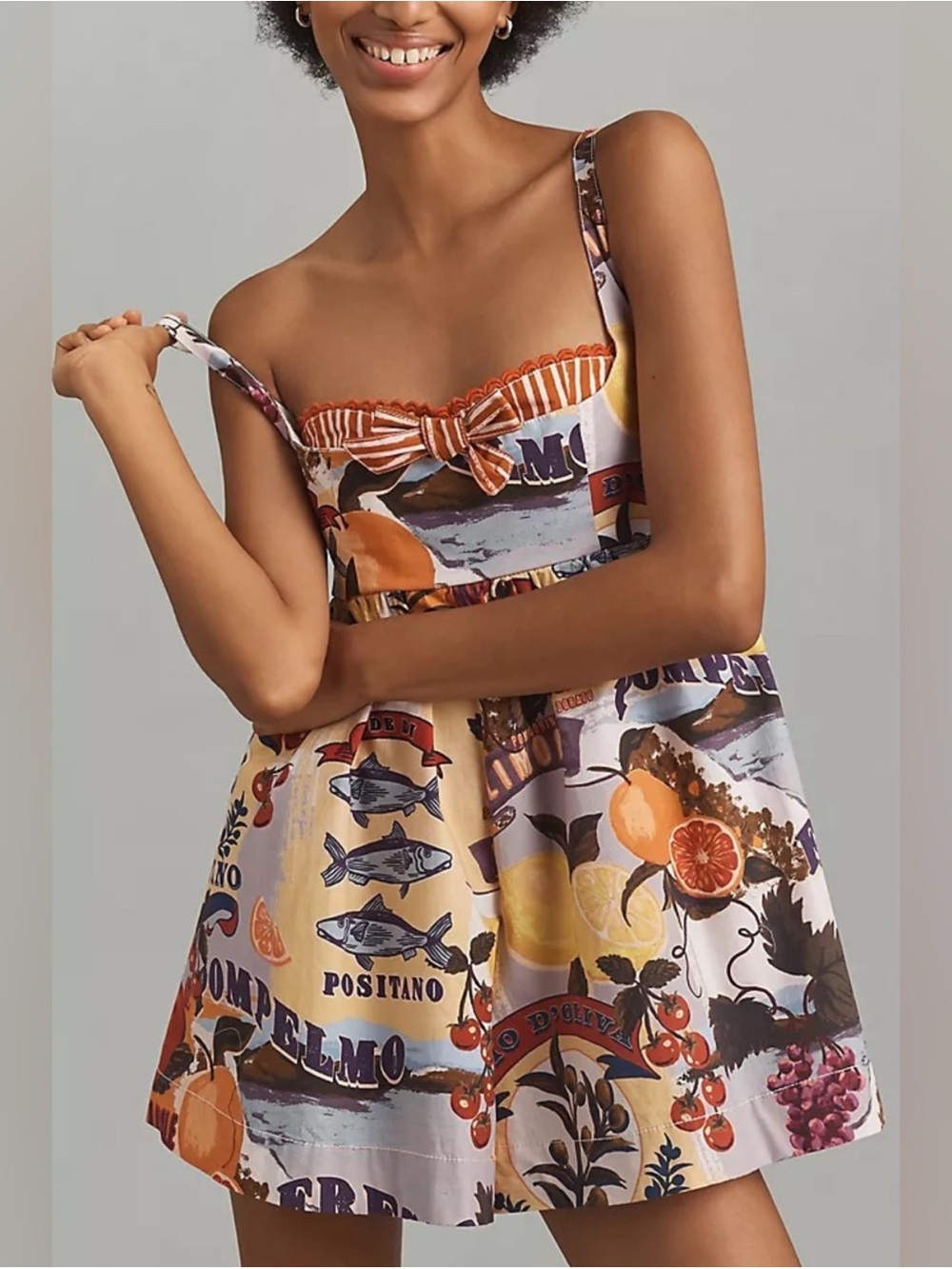 Italian Summer Printed Romper with striped details NWT